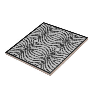 Hypnotic Translucent Black Grey Triangle Shapes Tile