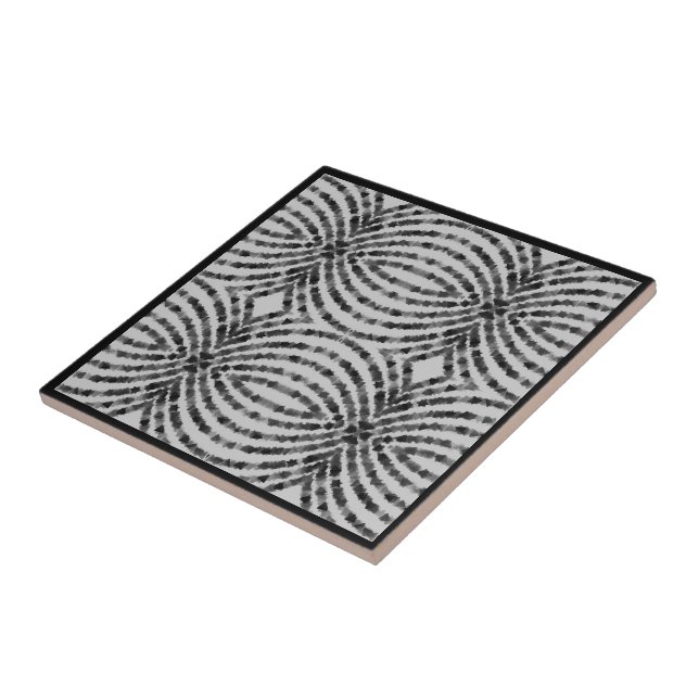 Hypnotic Translucent Black Grey Triangle Shapes Tile (Side)