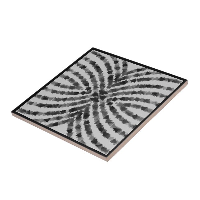 Hypnotic Translucent Black Grey Triangle Shapes Tile (Side)