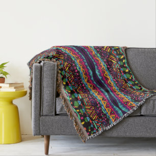 Hypnotic Voyage – Colourful Abstract Art Pattern Throw Blanket