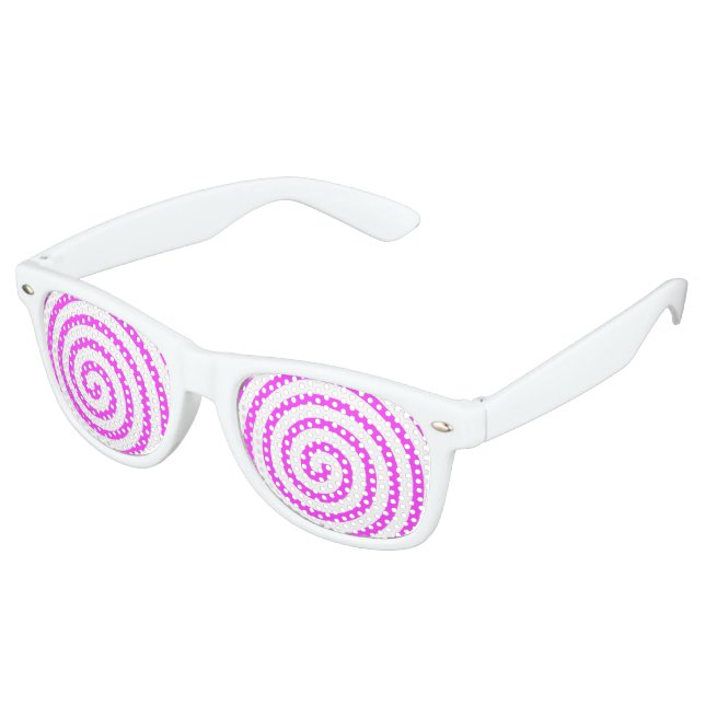 Hypnotised Pink Retro Sunglasses (Angled)