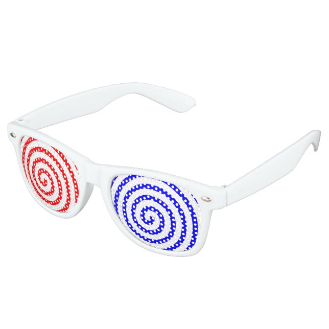 Hypnotised Red Blue Retro Sunglasses (Angled)