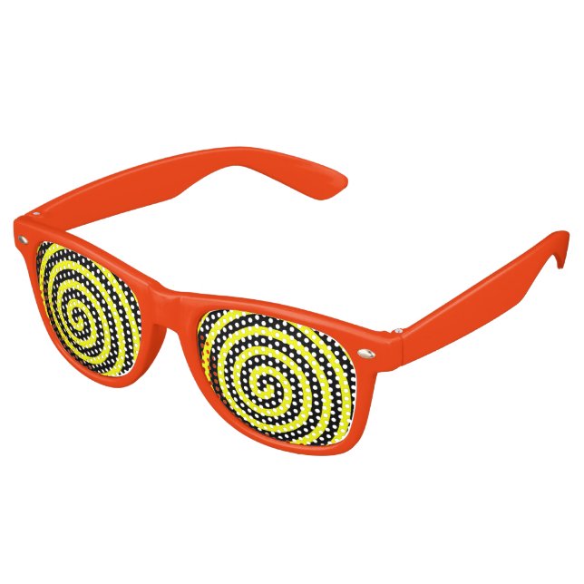 Hypnotised Yellow Retro Sunglasses (Angled)