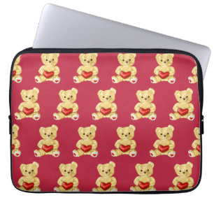 Hypnotising Cute Teddy Bear Pattern Kids Laptop Sleeve