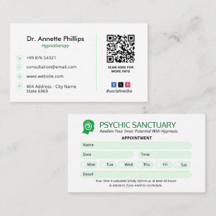 Hypnotist Clinic Business   Minimalist Appointment Business Card