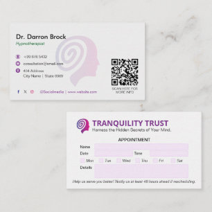 Hypnotist Clinic Business   Minimalist Appointment Business Card