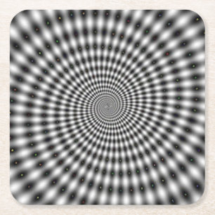 Hypnotizing Optical Illusion Spiral Square Paper Coaster