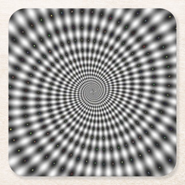 Hypnotizing Optical Illusion Spiral Square Paper Coaster (Front)