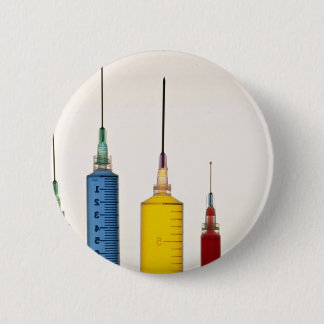 Hypodermic needles 6 cm round badge