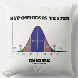 Hypothesis Tester Inside (Bell Curve Humour) Cushion