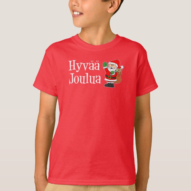Hyvaa Joulua Finnish Christmas Santa T-Shirt (Front)
