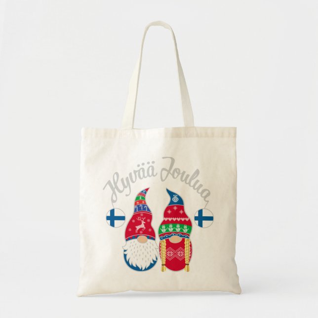 Hyvaa joulua finnish merry christmas finland tont tote bag (Front)