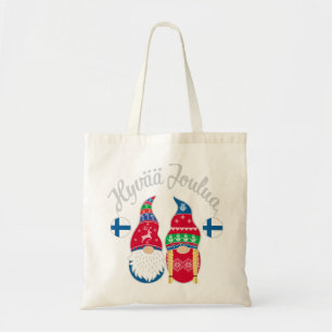 Hyvaa joulua finnish merry christmas finland tontt tote bag
