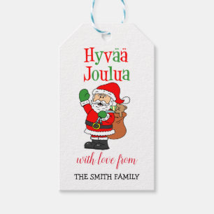 Hyvaa Joulua Finnish Santa Personalised Family Gift Tags