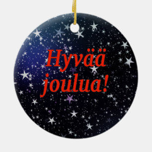 Hyvää joulua! Merry Christmas in Finnish rf Ceramic Tree Decoration