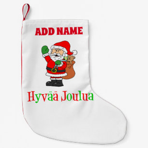 Hyvaa Joulua Personalised Name Finnish Small Christmas Stocking
