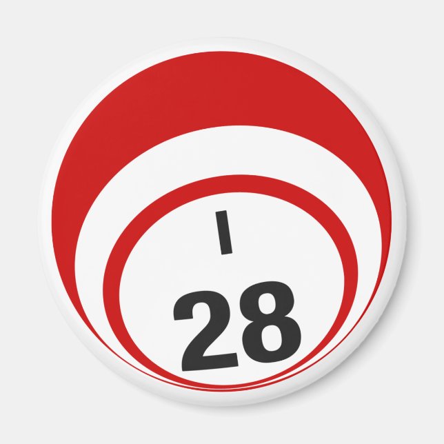 I28 bingo ball fridge magnet (Front)