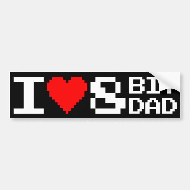 I <3 8BitDad Bumper Sticker (Front)
