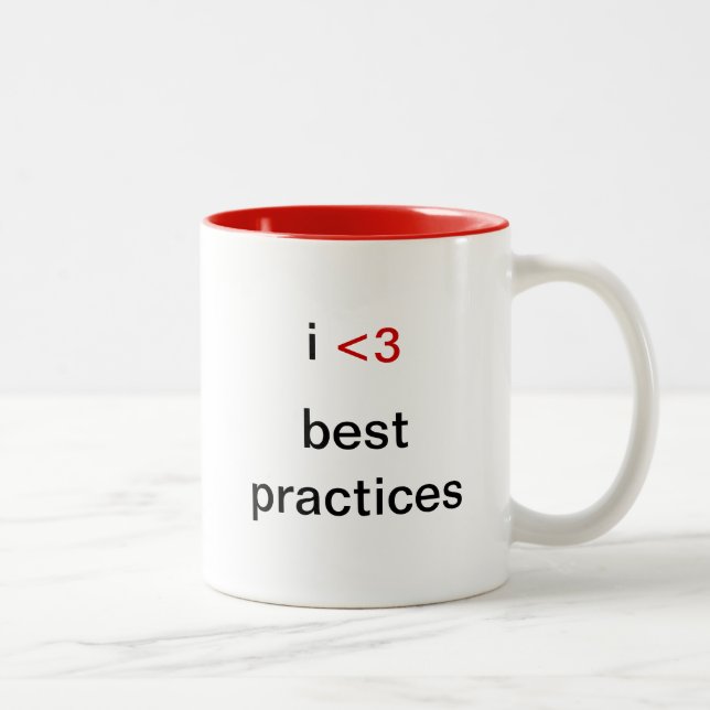 i <3 best practices Two-Tone coffee mug (Right)