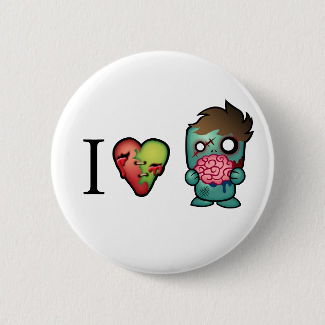 I <3 Brains- Zombies Are Everywhere! 6 Cm Round Badge (Front)