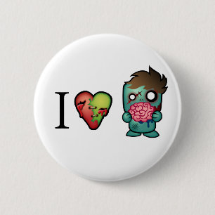 I <3 Brains- Zombies Are Everywhere! 6 Cm Round Badge