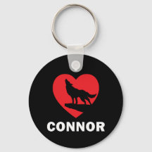 I <3 Connor Black Round One-Sided Keychain