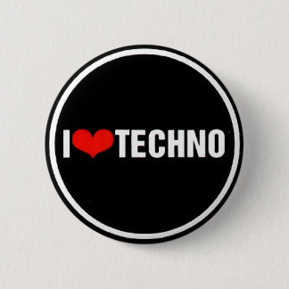 I <3 Techno 6 Cm Round Badge