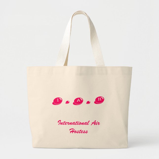 I . A . H, International Air Hostess Large Tote Bag (Front)