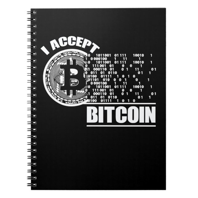 I Accept Bitcoin Crypto Notebook (Front)