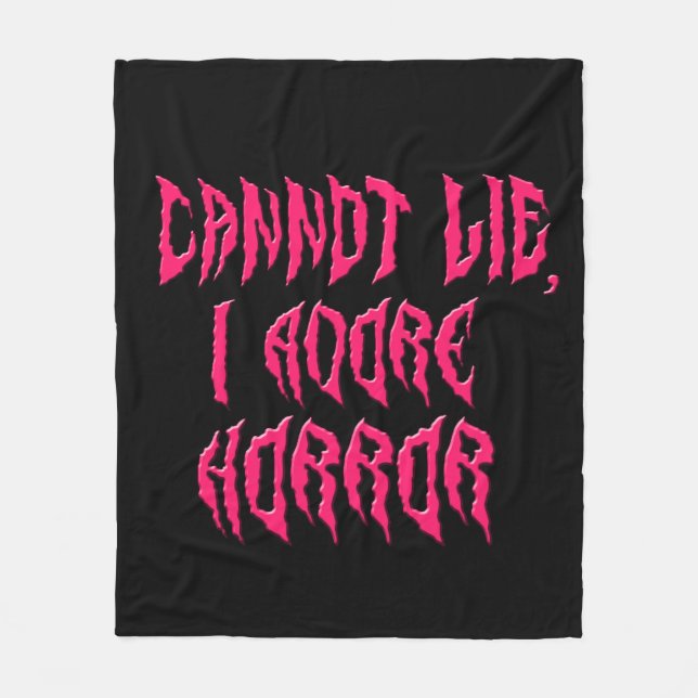 I Adore Horror (Pink Text) Fleece Blanket (Front)