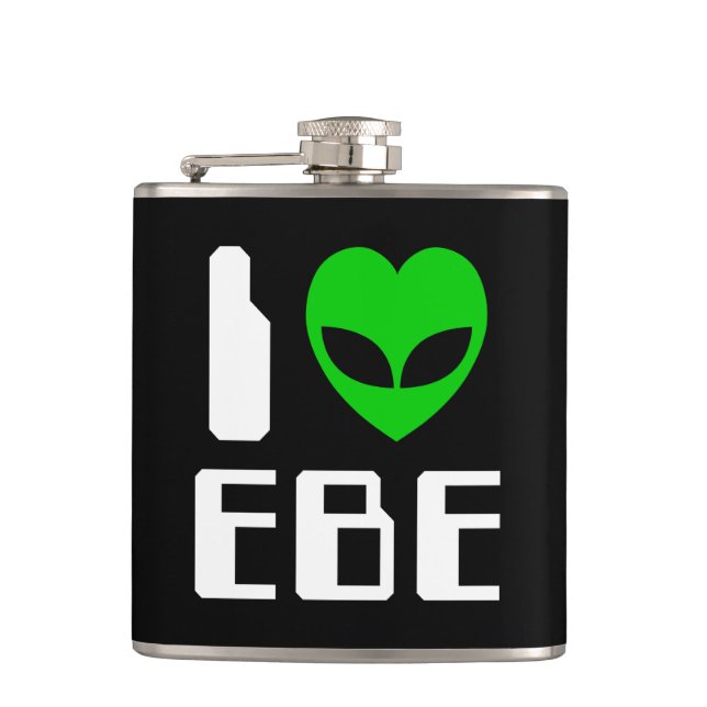 I Alien Heart EBE Hip Flask (Front)