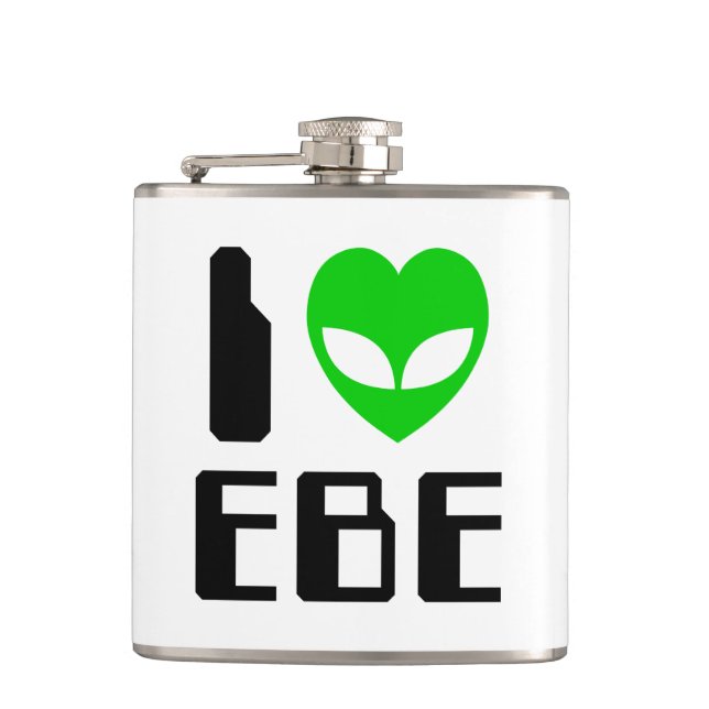 I Alien Heart EBE Hip Flask (Front)