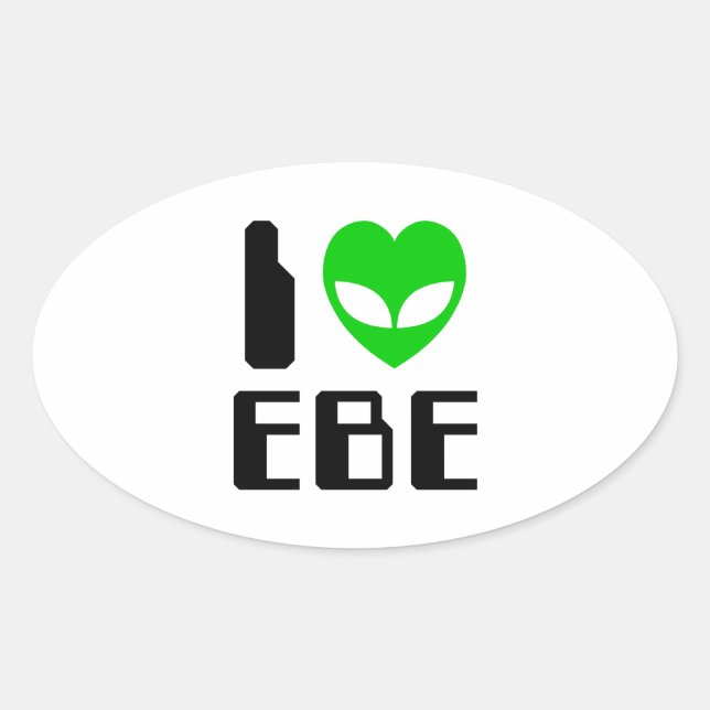 I Alien Heart EBE Oval Sticker (Front)