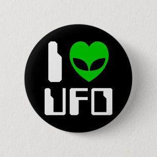 I Alien Heart UFO 6 Cm Round Badge