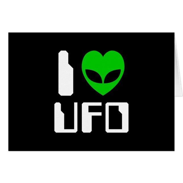 I Alien Heart UFO Greeting Card (Front Horizontal)