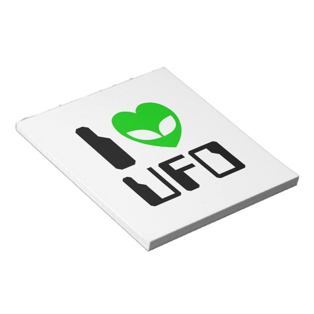 I Alien Heart UFO Notepad (Angled)