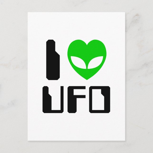I Alien Heart UFO Postcard (Front)