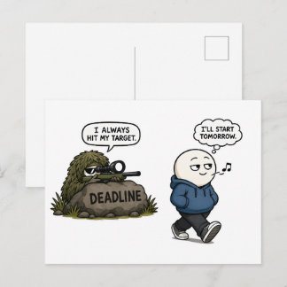 I Always Hit My Target – Funny Procrastination Postcard