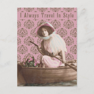 "I Always Travel In Style" Vintage Collage Postcard