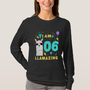 I Am 06 Years Old Llamazing Llama 6th Birthday Kid T-Shirt