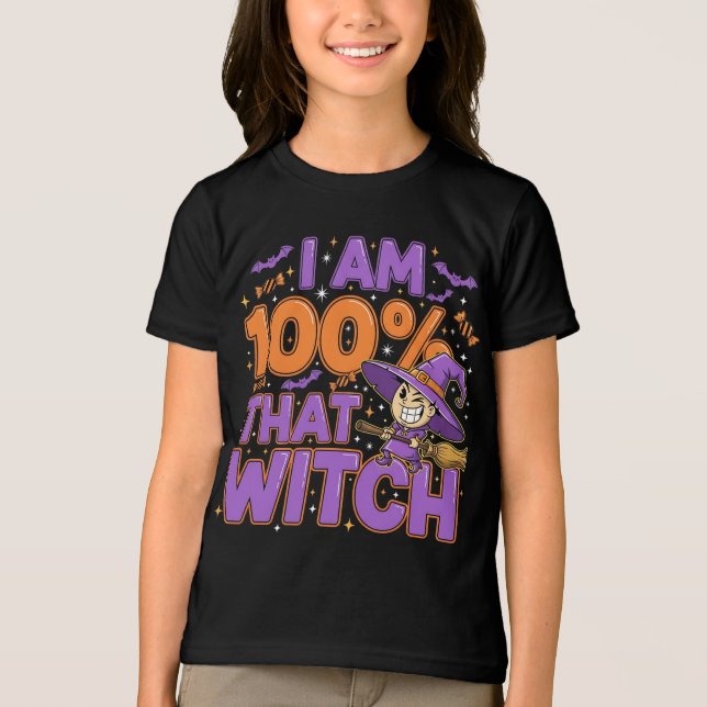 I Am 100% That Witch Halloween Fun Tri-Blend Shirt (Front)