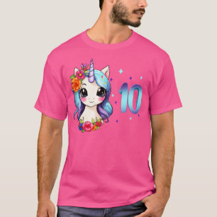 I am 10 with unicorn girl birthday 10 years old T-Shirt