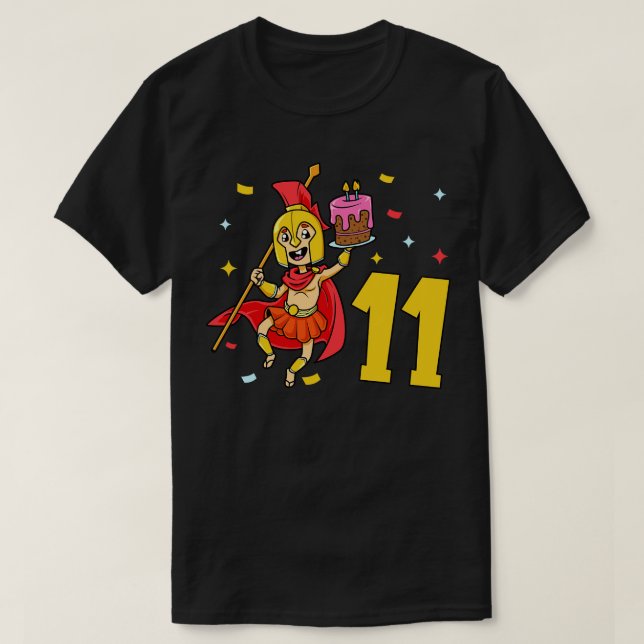 I am 11 with Spartan kids birthday 11 years old T-Shirt (Design Front)