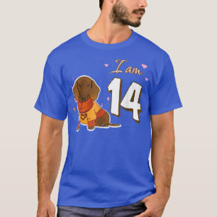 I am 14 Birthday Cute Dachshund Dog Fan Gift T-Shi T-Shirt