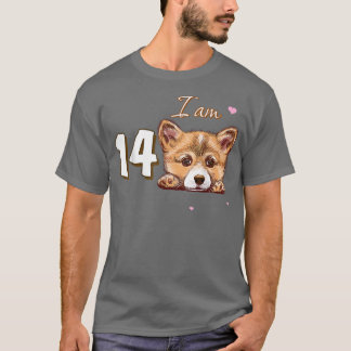 I am 14 Corgi Gift for 14th Birthday fan gift  T-Shirt