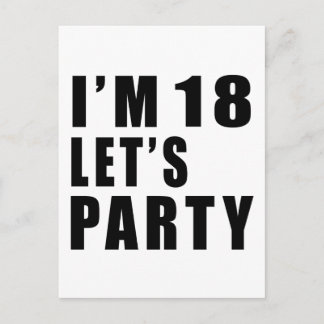 I Am 18 Let's Party Invitation Postcard