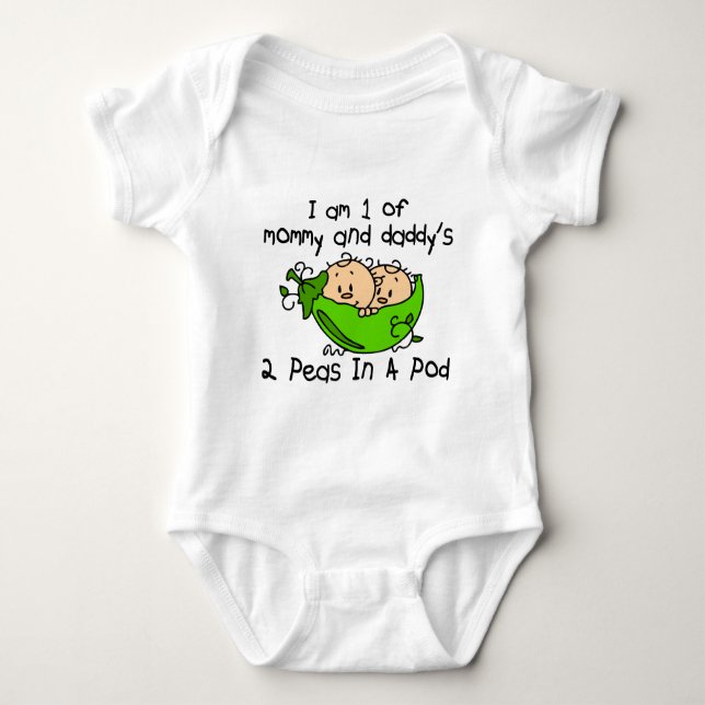 I Am 1 Of Mummy & Daddy's 2 Peas In A Pod Baby Bodysuit (Front)