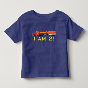 " I am 2!" & Name with red semi truck. Toddler T-Shirt