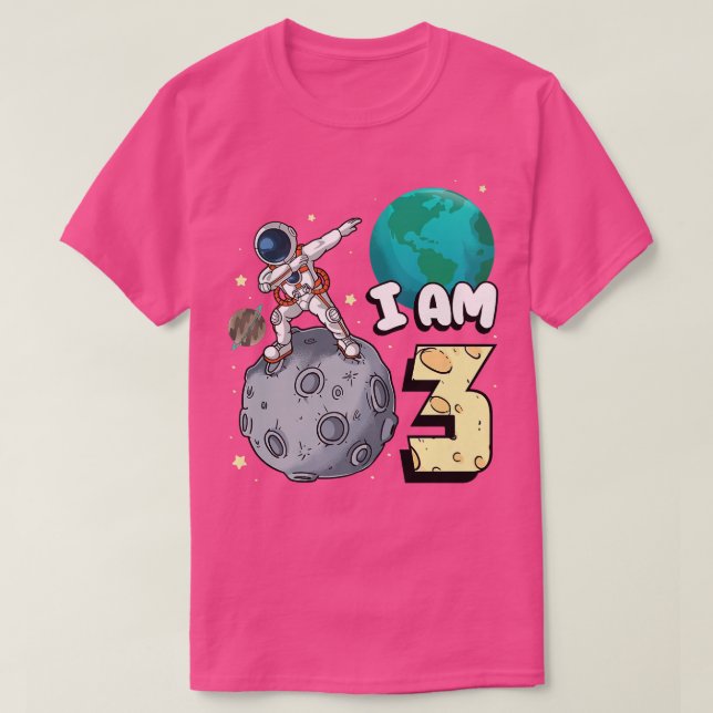 I am 3 Space Astronaut Kid Moon Walker 3rd Birthda T-Shirt (Design Front)