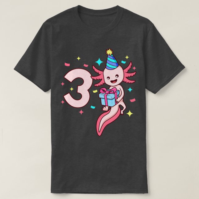 I am 3 with axolotl girl birthday 3 years old T-Shirt (Design Front)
